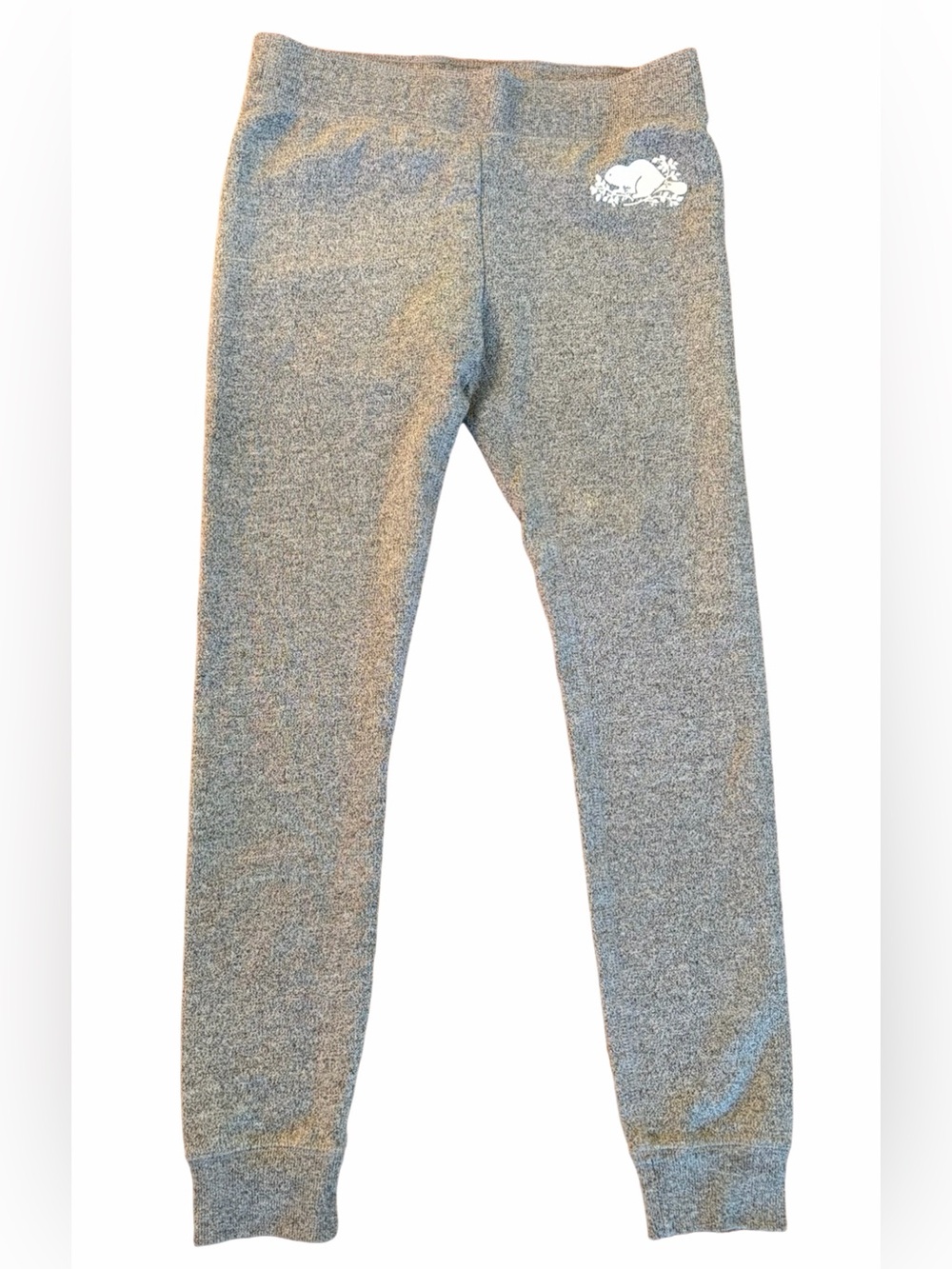 Roots Women’s Small Salt & Pepper Heather Original Jogger Sweatpants Beaver Logo